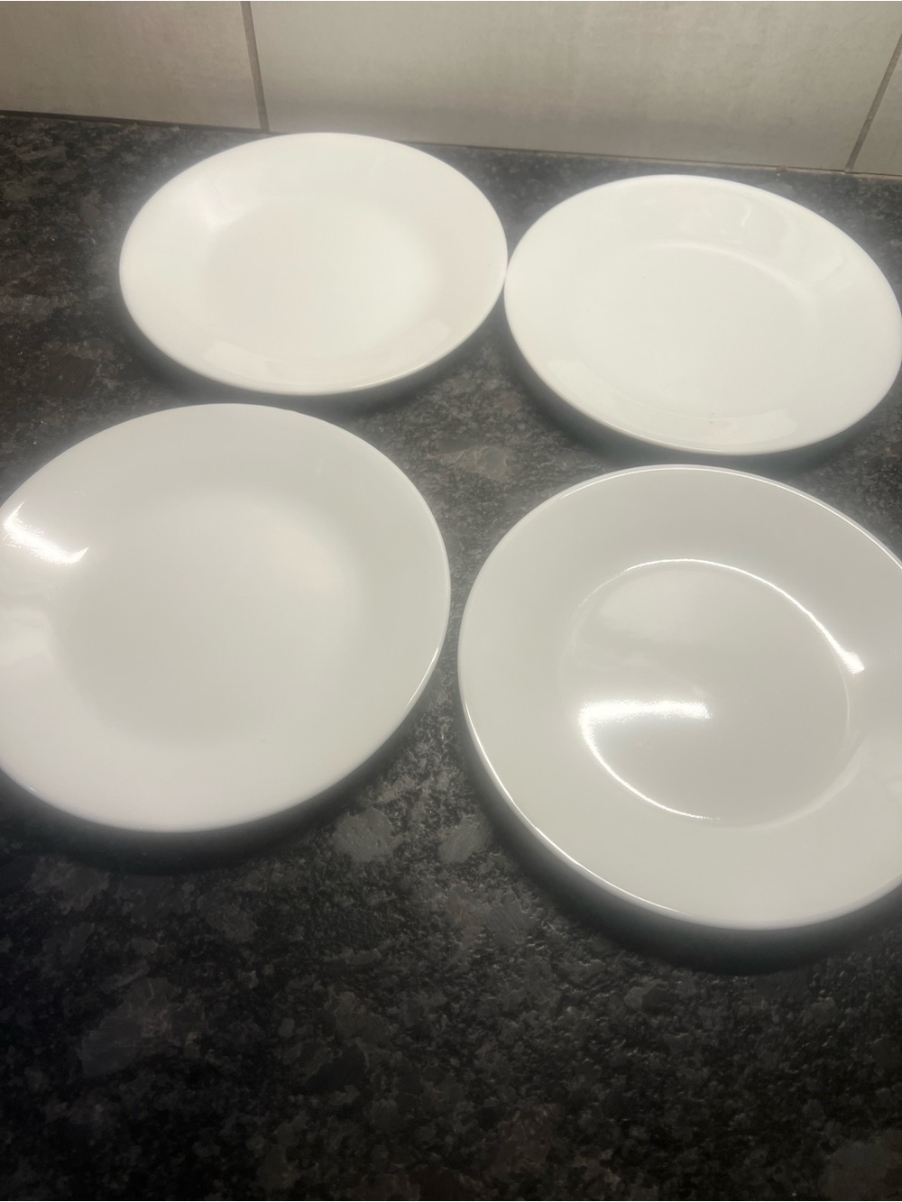 Set of 4 White Corelle Salad/Bread Plates -WINTER FROST.